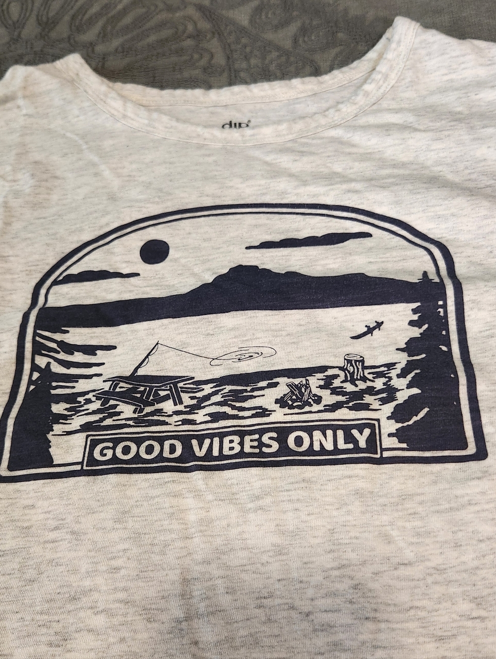 😀 Good Vibes Only Graphic Tee - Navy on Heather Gray
